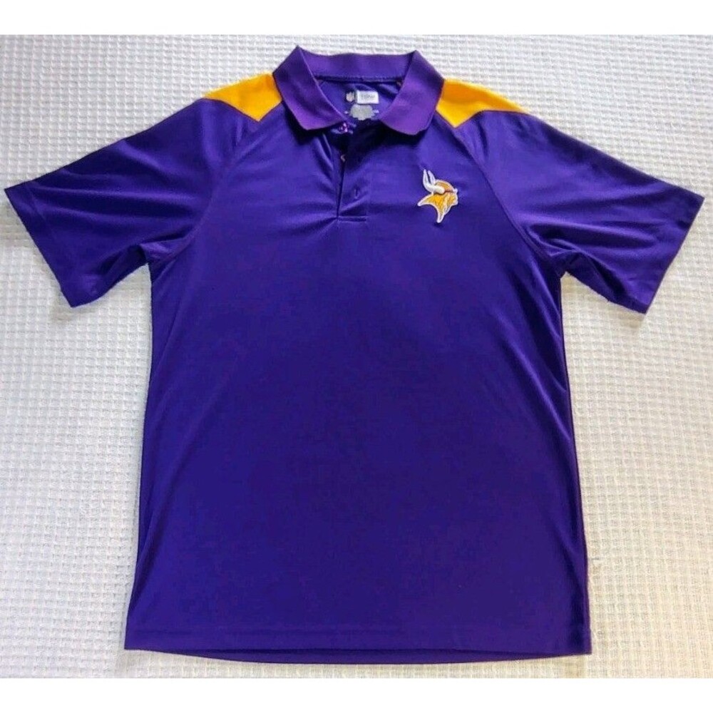 Minnesota Vikings NFL Football Golf SS Polo Shirt Sz M Purple Yellow Game Day